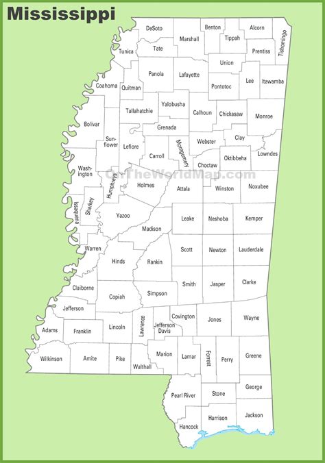 Printable Mississippi County Map